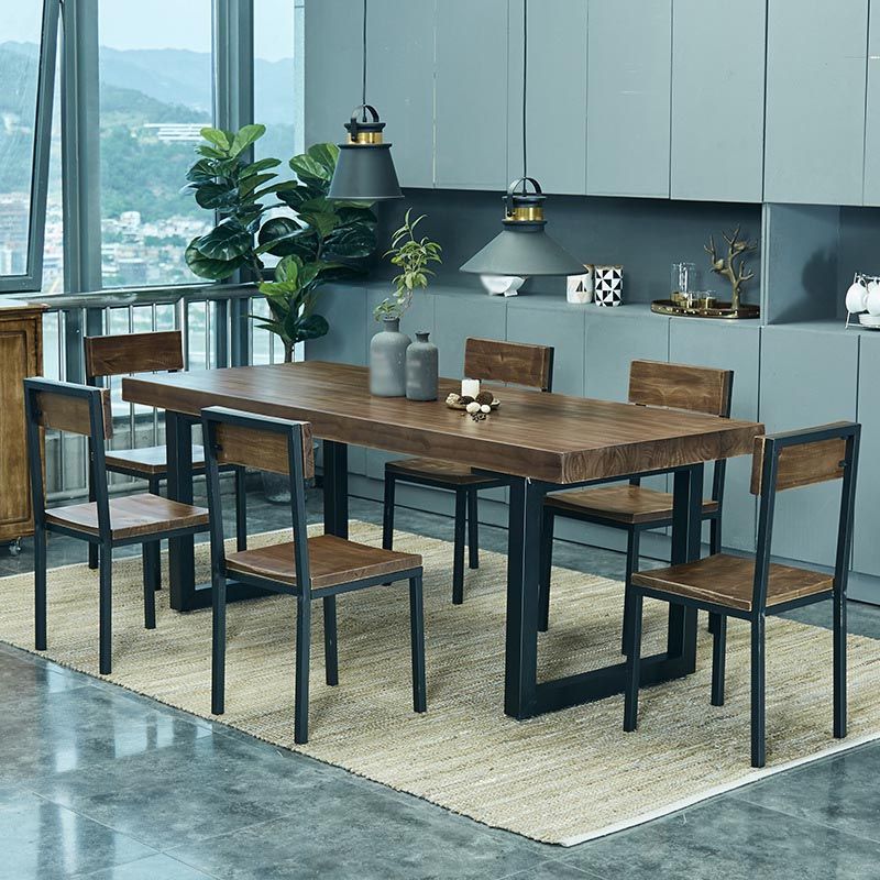 Industrial Style Wood Top Dining Table Metal Sled Base Dining Table without Chair