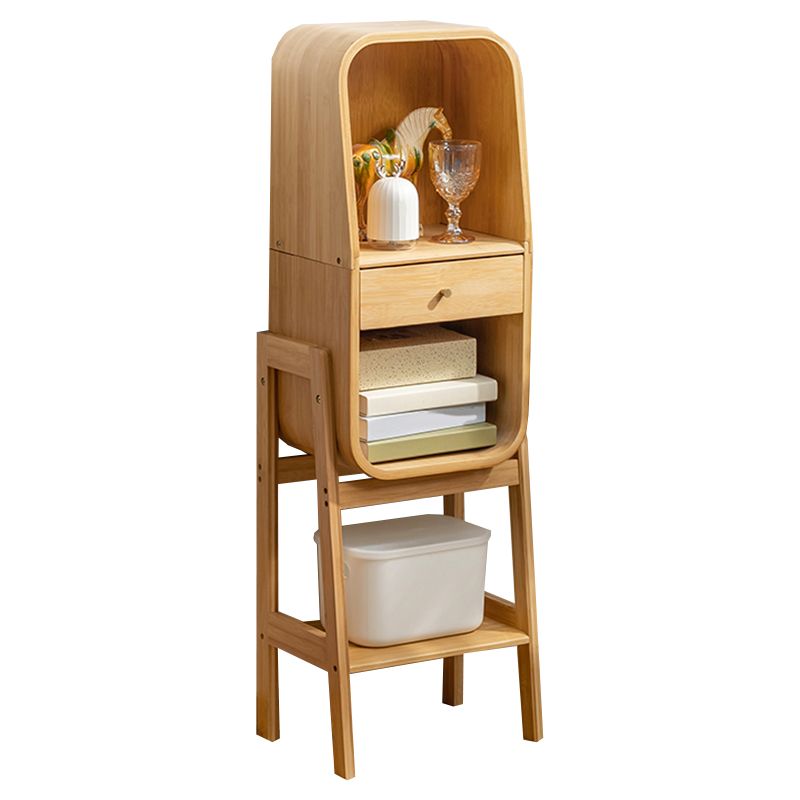 Vertical Contemporary Bamboo Bookcase Closed Back Bookshelf with Drawer