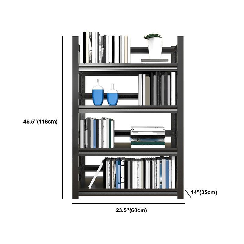 Rectangle Metal Bookcase Modern Closed Back Bookshelf with Shelves