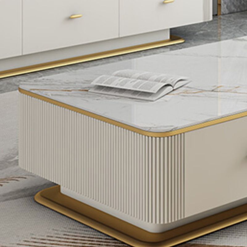 Slate Coffee or End Table with Storage Drawers Contemporary Block
