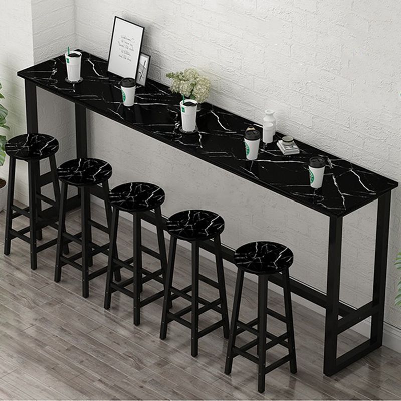 Glam Indoor Bar Stool Table Rectangle Bar Dining Table with Footrest