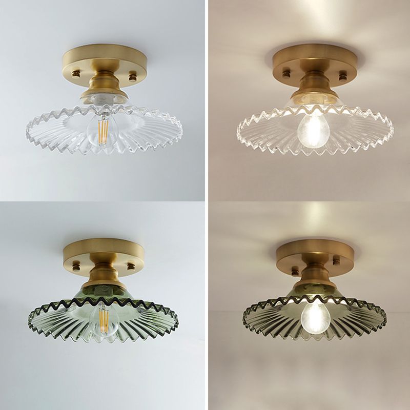 One-Light Vintage Ceiling Light Brass Metal Ceiling Mounted Fixture