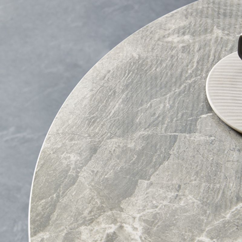 Contemporary Stone Round Top Restaurant Table Metal Base Dining Table