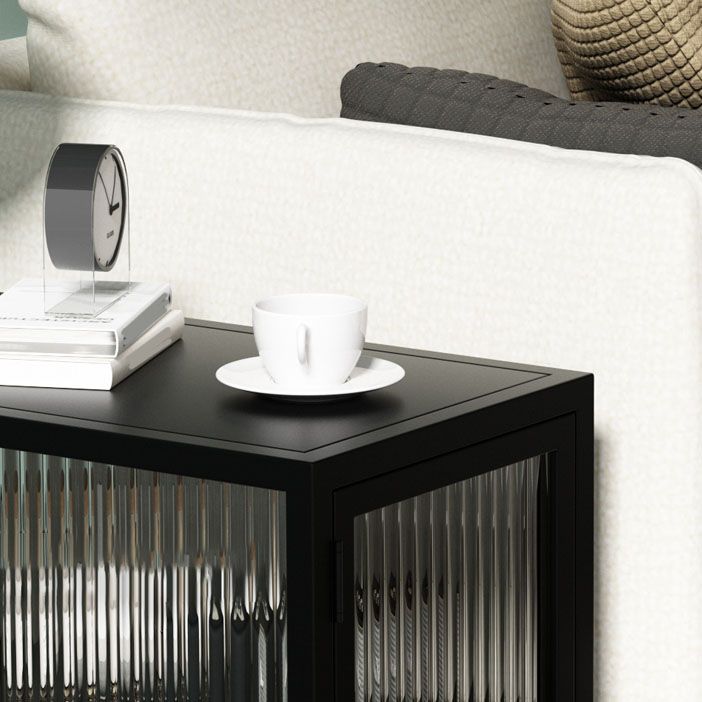 Metal Rectangle Top Side Table 23.6" Tall 4 Legs End Table with Storage
