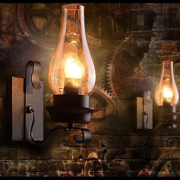 Style de style industriel ombré mural en verre clair appliques murales d'éclairage en clair