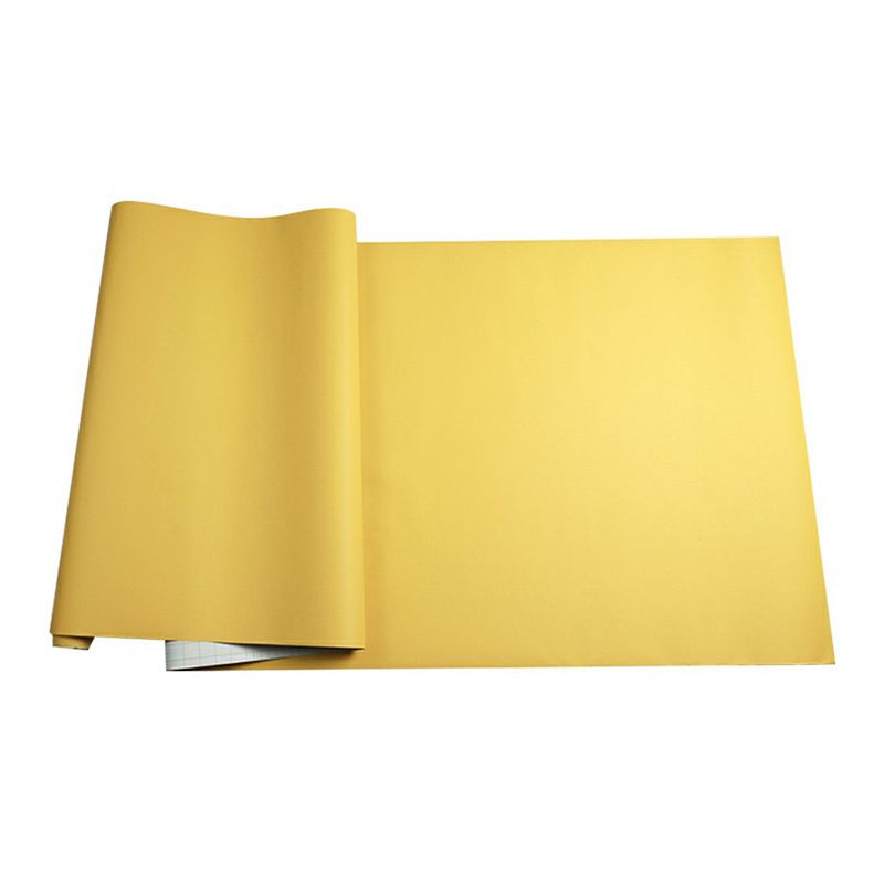 Minimalistic Solid Wallpaper Roll PVC Temporary Yellow Wall Decor for Kitchen, Self-Stick