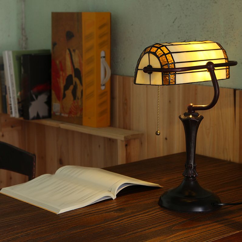 One Head Glass Desk Lamp Tiffany Style Task Lighting for Bedroom Living Room