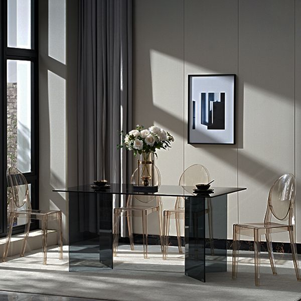 Modern Tempered Glass Dining Table Glass Base for Dining Room