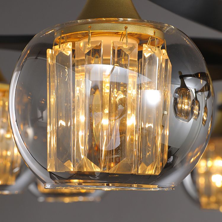 Chandelier postmoderne Chandelier Prismatic Crystal Dining Salle suspendue en noir-or
