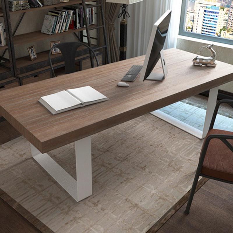 Rectangle Double Pedestal Luxury Dining Table Fixed Table with Pine Solid Wood