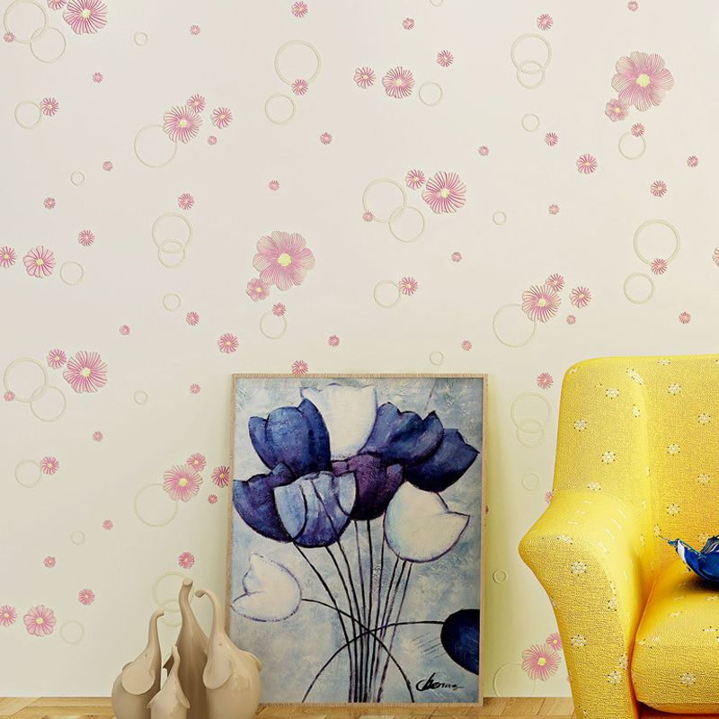 Papier peint auto-adhésif à bulles de fleurs, couleur douce, décoration murale de Style campagnard pour la maison, facile à enlever