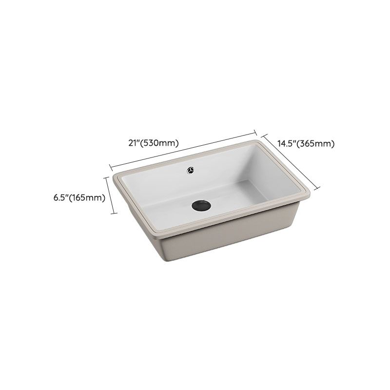Bathroom Sink Ceramic Pull-out Faucet White Rectangular Washroom Sink