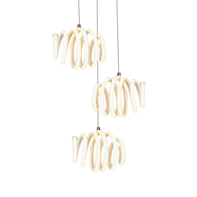 Minimalista Twisted Suspension Colgante LED acrílico Comedor Costilero Luz de techo en luz cálida/blanca