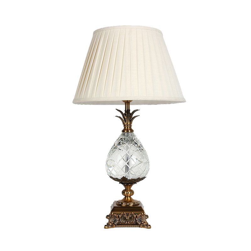 1 Light Table Light Countryside Pineapple Clear Crystal Night Lamp in White for Bedroom