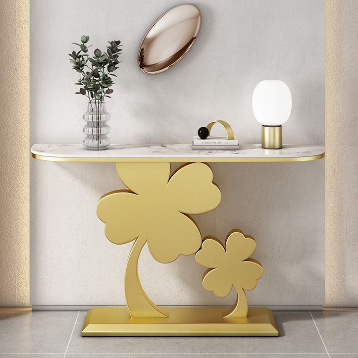 Glam Half Moon Console Table Scratch Resistant Accent Table for Hall