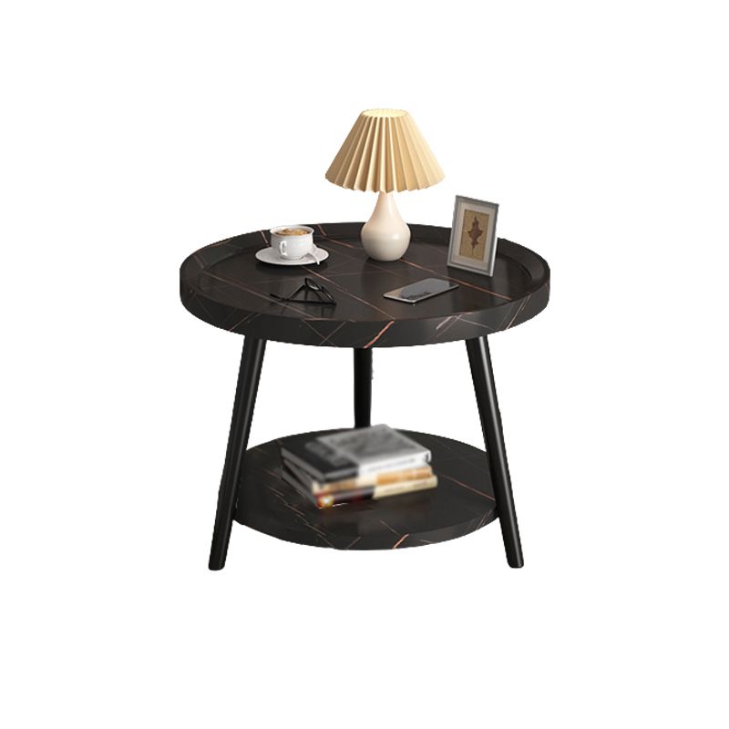 3 Legs Cocktail Table Artificial Wood Walnut/black/white Round Coffee Table