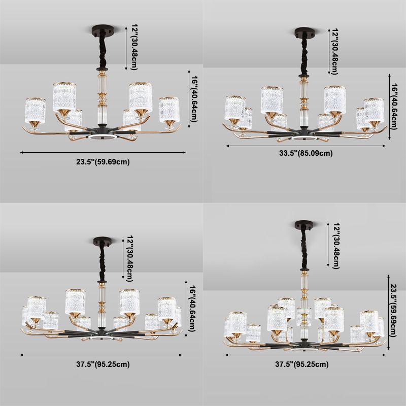 Cylinder Chandelier Light Fixture Vintage Acrylic Pendant Lighting for Restaurant
