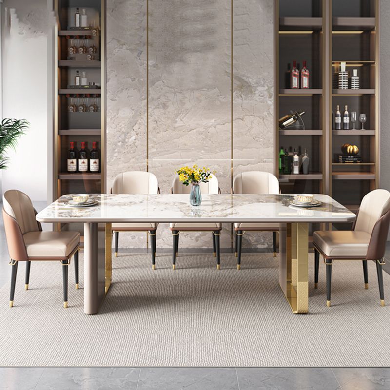 Glam Rectangle 1/4/5/6/7/9 Pieces Dining Table Set Indoor Gold Dinette Set