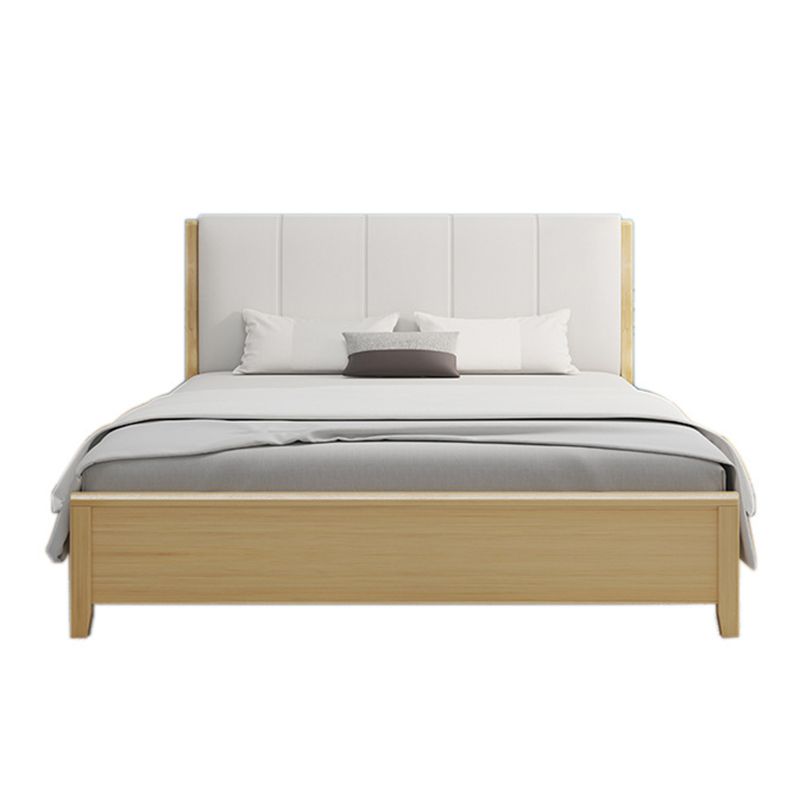Rectangular Modern Panel Bed Solid Wood Standard Bed with Headboard