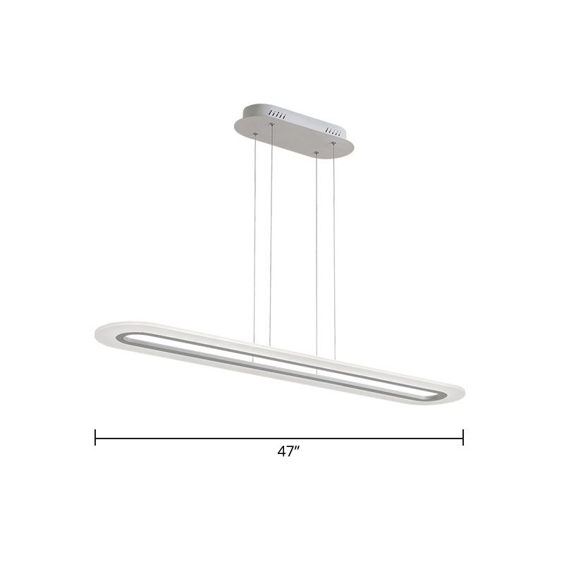 Acrylic Oblong LED Suspension Light Fixture Minimalist Style Hanging Lamp over Island