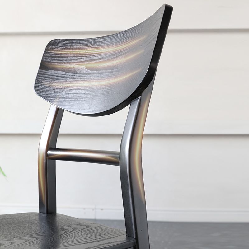 Silla auxiliar de madera para el hogar industrial, silla de comedor con respaldo de escalera (juego de 4)