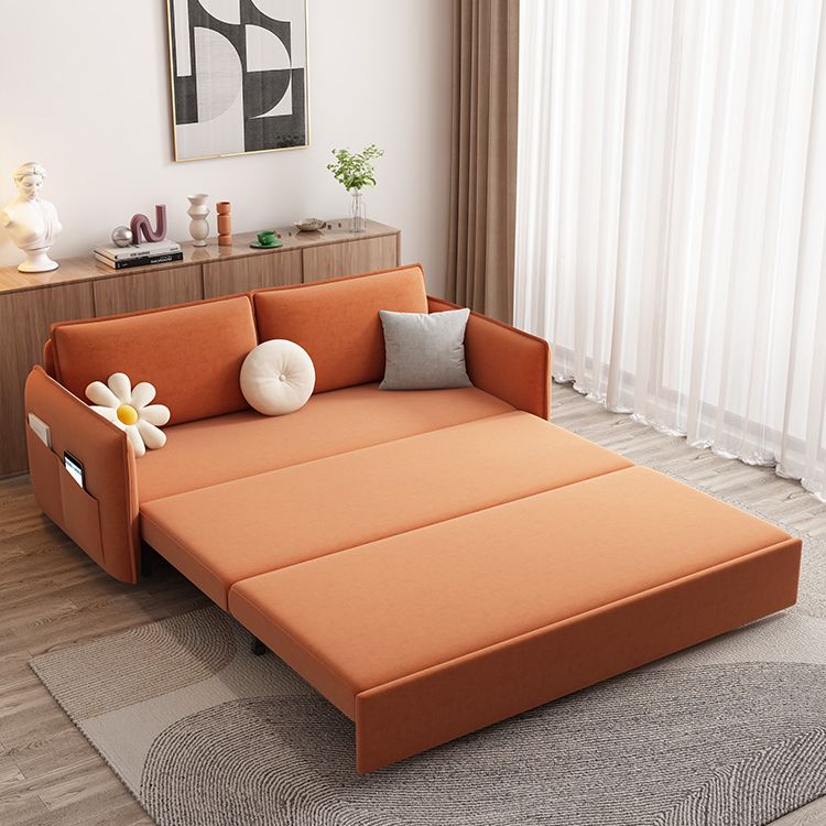 Modern Orange Seating Convertible Sofa Bed with Pillows for Apartment