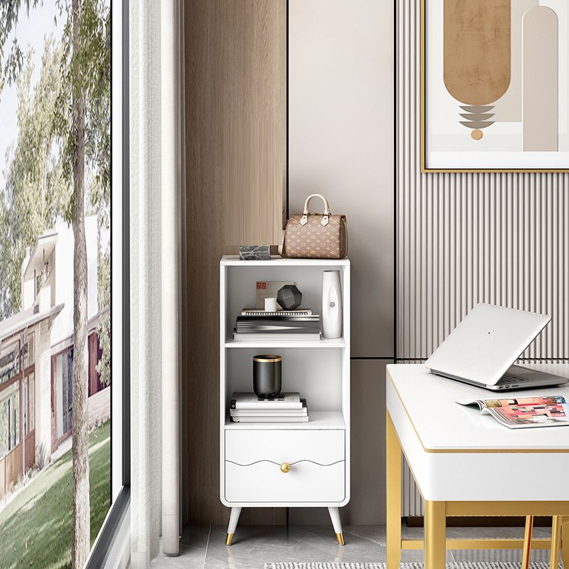 Contemporary Shelf Bookcase Wood Bookshelf with Drawer for Living Room