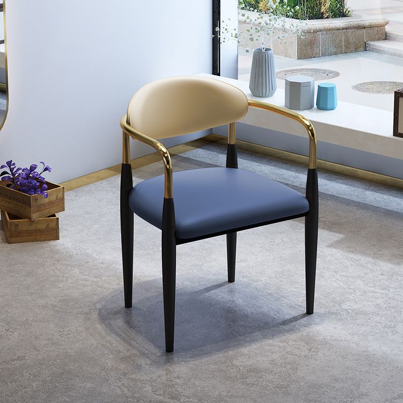 Contemporary Leather Dining Chair Open Back Dining Side Furniture in Matte Finish for Home