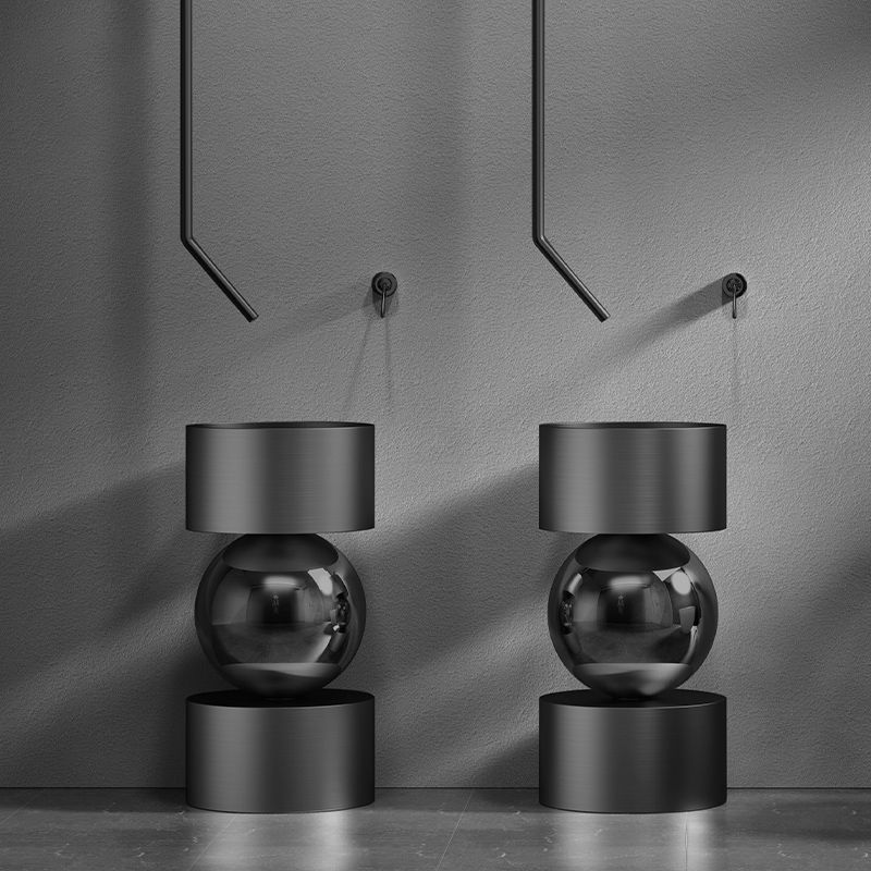 Contemporary Bathroom Sink with Pop-Up Drain Metal Round Pedestal Bathroom Sink