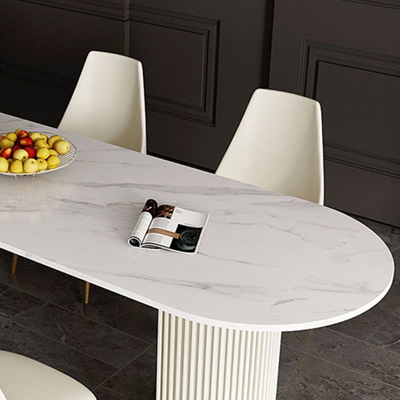 Modern Sintered Stone Dining Table Double Pedestal Table for Dining Room
