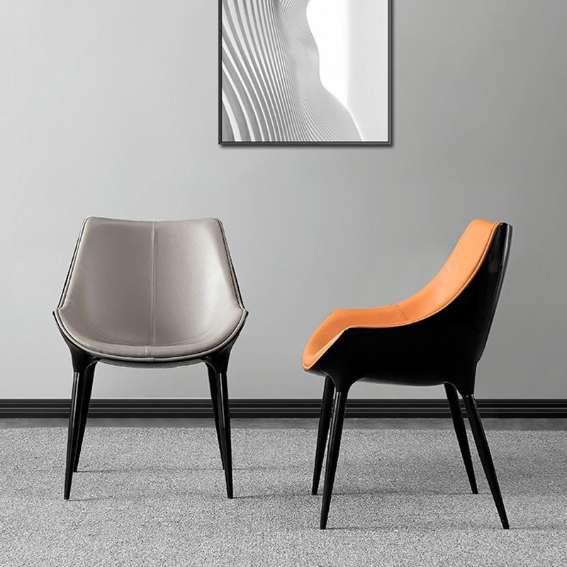 Sillas de comedor estilo moderno Sillas auxiliares con brazos de cocina y patas de metal (juego de 2)
