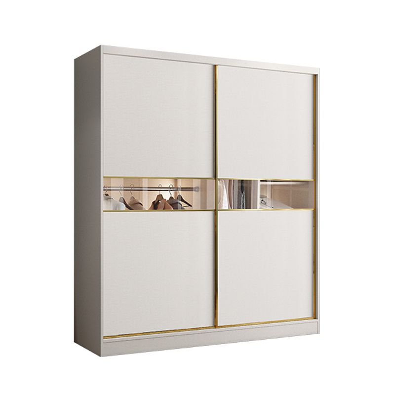 White Colour Wooden Wardrobe Modern Cloth Rod Included Wardrobe Closet for Bedroom