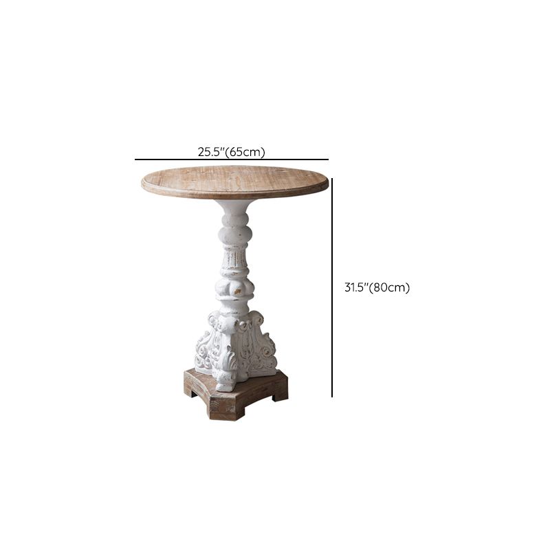 Solid Wood Pedestal Round Rustic Distressed Living Room End Table