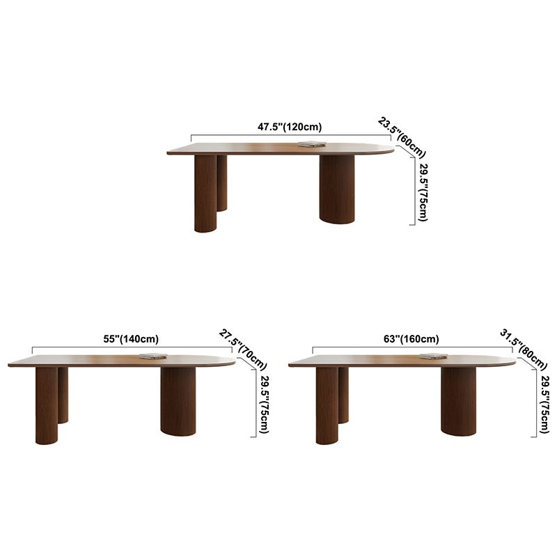 Irregular Shape Dining Table Wooden Island Table with 3 Legs for Restaurant