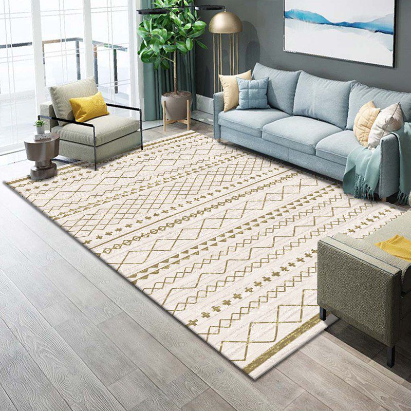 Continuous Pattern Area Rug Carpet Stain Resistant Rug for Living Room