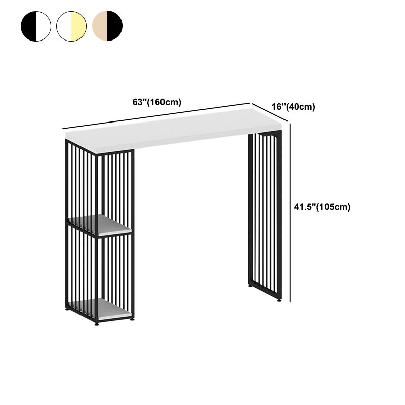 Glam Style Rectangle Bar Table Pine Solid Wood Bar Dining Table with Storage