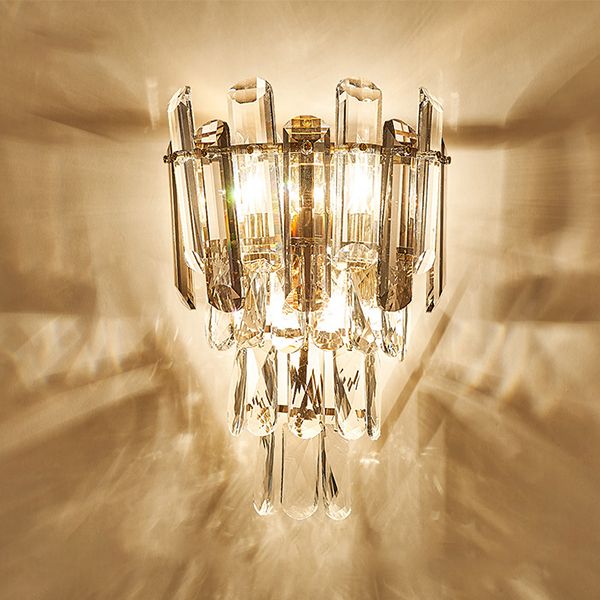 Geometrische Multi-Lights-Wandleuchten Moderner Kristallwandmontageleuchte in Gold