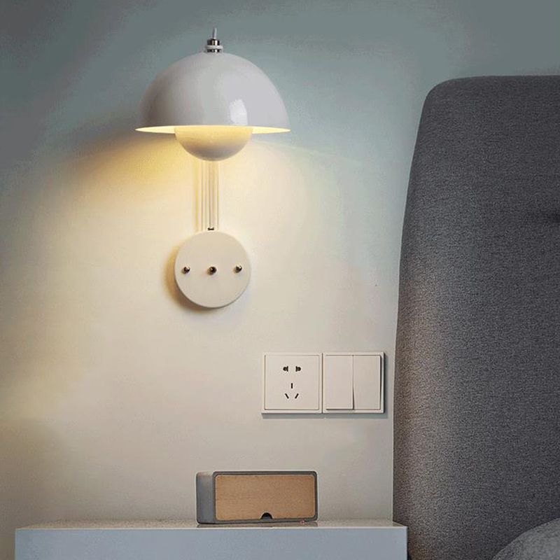 Modern Wall Sconce Circular Shape Wall Light with Metal Shade for Bedroom