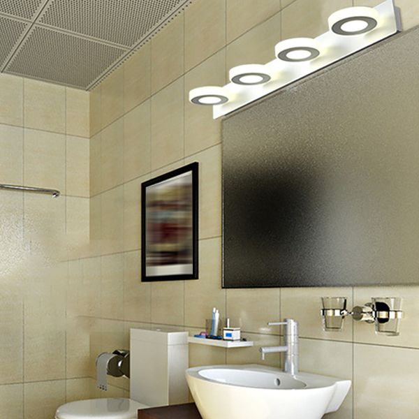 Round Shape Metal Wall Lighting Modern Multi Lights Mirror Wall Mounted Lighting in White