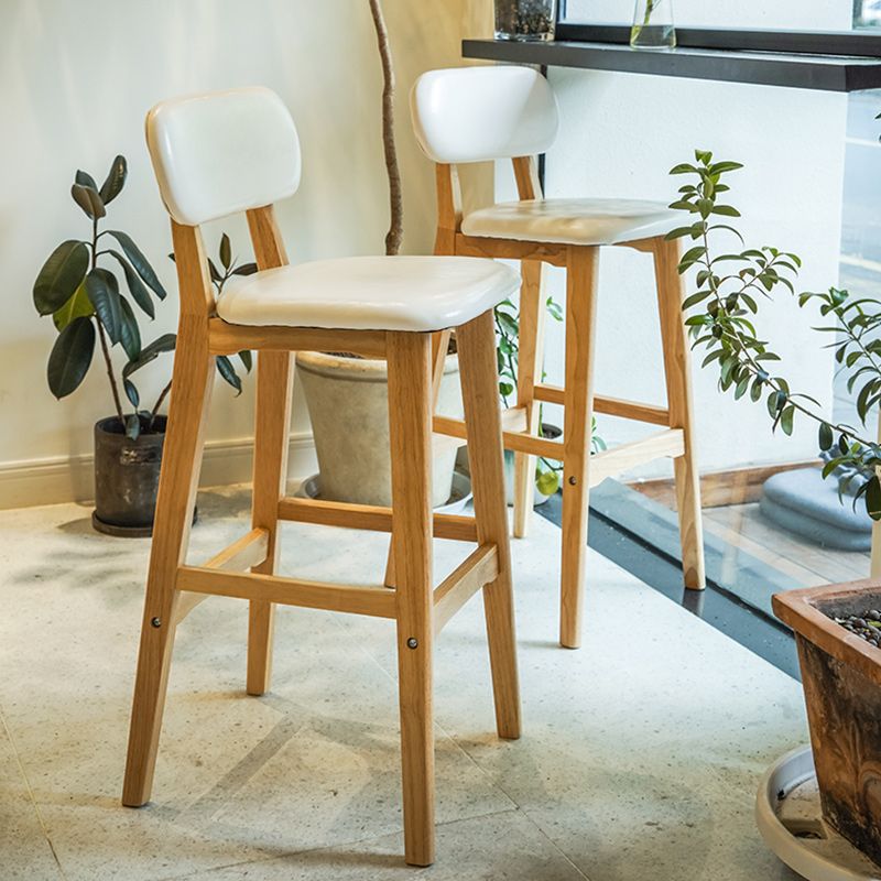 Rubberwood Modern Low Back Stool Matte Finish Upholstered Bar Stools