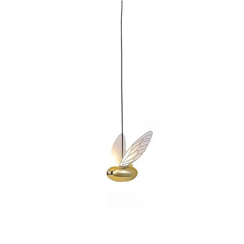 Gold Wing Hanging Lamp Fixture Simplicity LED Acrylic Pendant Lighting for Dining Room