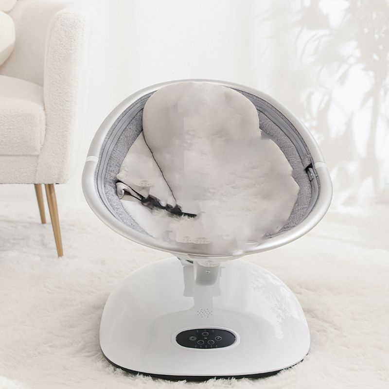Metal Baby Bassinet Oval White Adjustable Crib Cradle with Bedding