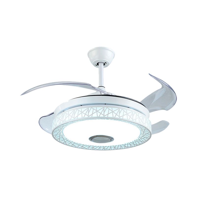 42 "W witte cirkel semi-spoeling Mount Modernist Acryl 4-blade LED-plafondventilator verlichting voor woonkamer