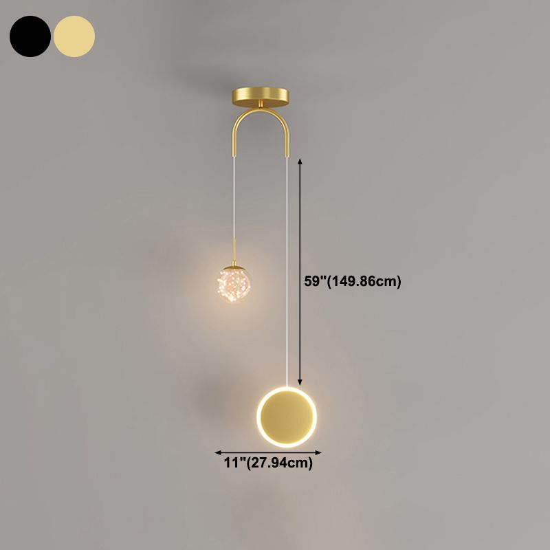 Kugelförmige Form des zeitgenössischen Stils Anhänger Lichter Metall 2 hängende Lampen