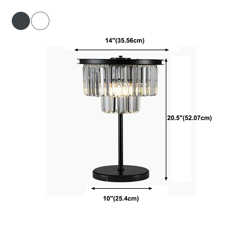 American Style Crystal Table Lamp Black 3 Lights Desk Lamp for Bedroom