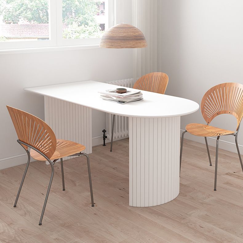 Mesa de comedor de estilo moderno Mesa de comedor de doble pedestal blanco para uso en el hogar