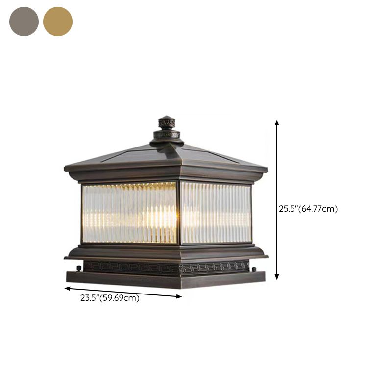 Metal Rectangle Shape Outdoor Lamp Modern Style 1 Light Solar Pillar Lights