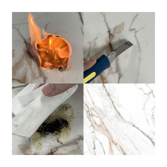 Glam White Dining Server Stone and Engineered Wood Buffet Server