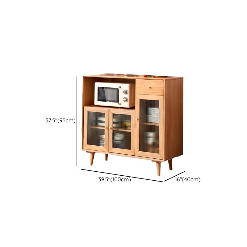 Glass Paned Accent Cabinet Modern Style 1-Door Chest with Drawers