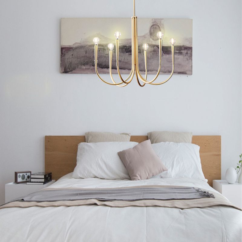 Metaal gebogen armen ophanging hanglamp moderne stijl multi -lichten hangende lamparmaturen